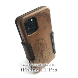 iPhone 11 Pro 手機殼由木頭和皮革製成書本型【國內免費送貨：定做】 第1張的照片