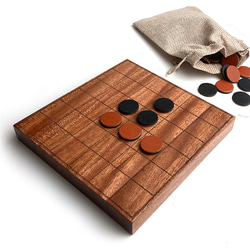 受注製作：送料無料】 木と革の 36マス リバーシ （Reversi） おもちゃ