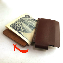 [定制：免費送貨] 木質和皮革製成的鈔票/卡夾 第4張的照片