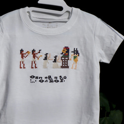 BABY 手刺繍Tシャツ　80サイズ　ホワイト 死者の書（アヌビス神） 3枚目の画像