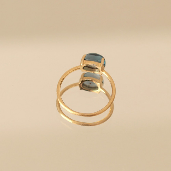 宝石質ロンドンブルートパーズ 指輪 Sliver925製 K18GP マット仕上げ 7枚目の画像