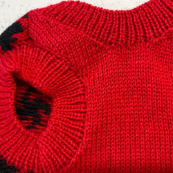 家庭編み機で編んだ子犬用セーター《赤》サイズオーダ可 4枚目の画像