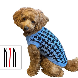 家庭編み機で編んだ子犬用セーター《グリーン》サイズオーダ可 1枚目の画像