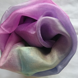手染めシルク100%スカーフ     カラー:ピンクプルメリア 5枚目の画像