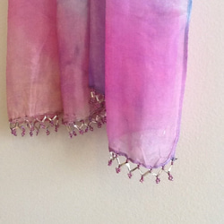 手染めシルク100%スカーフ     カラー:ピンクプルメリア 8枚目の画像