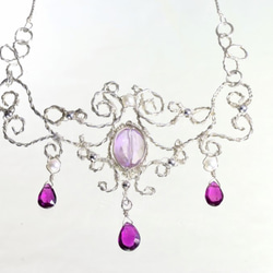 銀匠維多利亞風格的項鍊免費送貨紫黃晶與石榴石薔薇輝石 第2張的照片