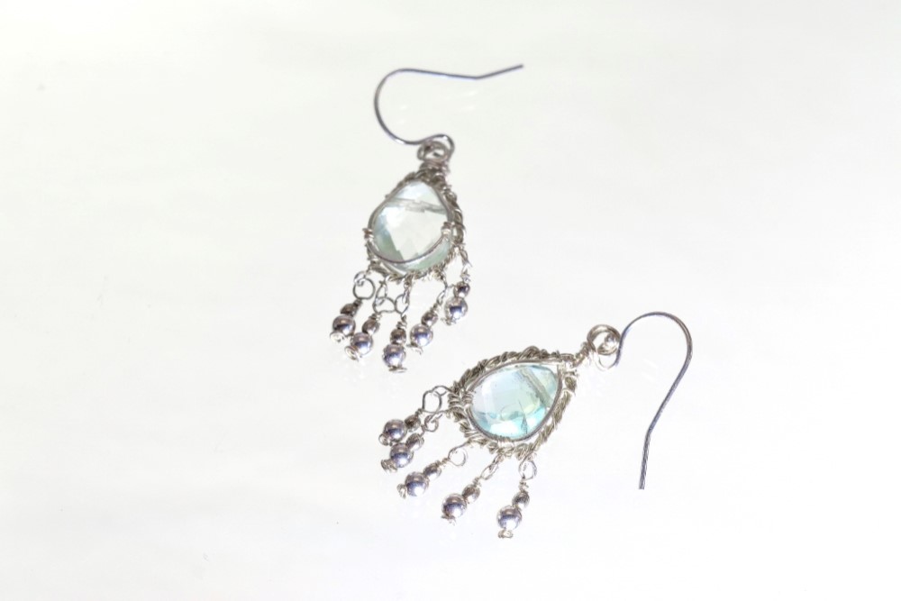 フローライトのシャンデリアsilverピアス