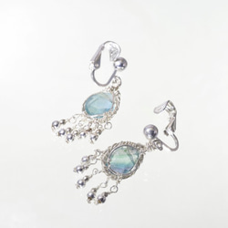 フローライトのsilverシャンデリアイヤリング 1枚目の画像