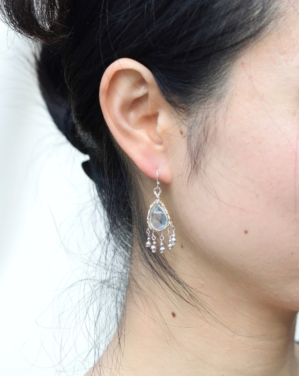 フローライトのsilverシャンデリアイヤリング 2枚目の画像