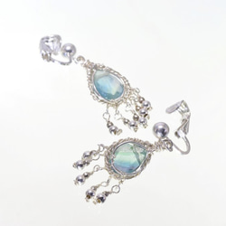 フローライトのsilverシャンデリアイヤリング 3枚目の画像