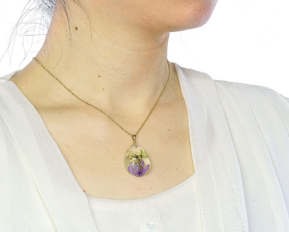 【受注製作】山野草 森の花のペンダント(スプリングエフェメラル・ヤブデマリ)・14kgf 4枚目の画像