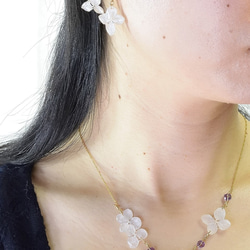 【銀泥染め】葉脈アジサイとアメジストのネックレス・14kgf 8枚目の画像