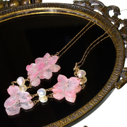 [粉紅珊瑚]繡球花和淡水珍珠項鍊[粉紅珊瑚]·14kgf 第1張的照片