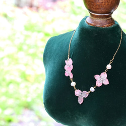 [粉紅珊瑚]繡球花和淡水珍珠項鍊[粉紅珊瑚]·14kgf 第2張的照片