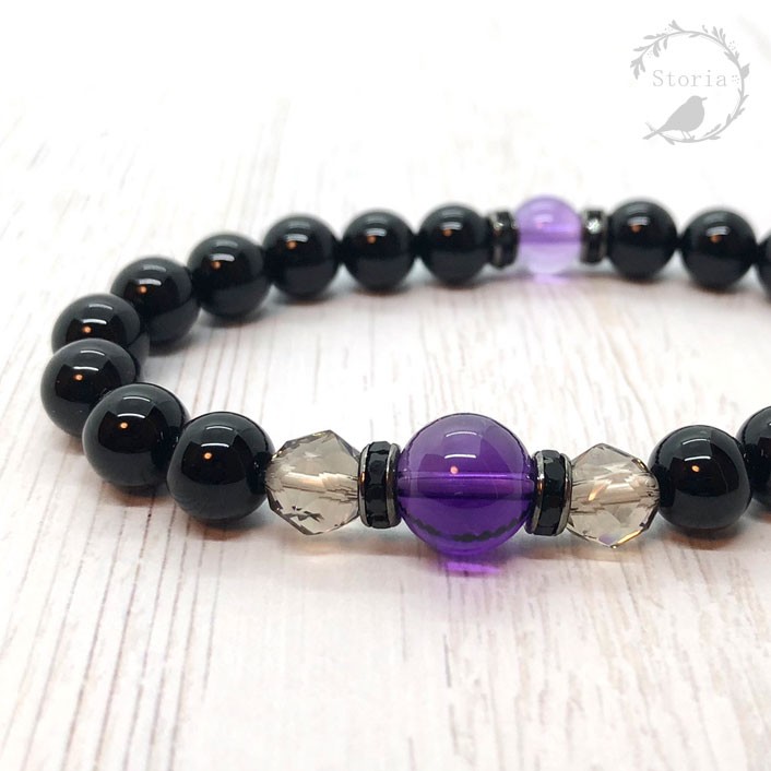 カットクォーツ×オニキス　ブレスレット