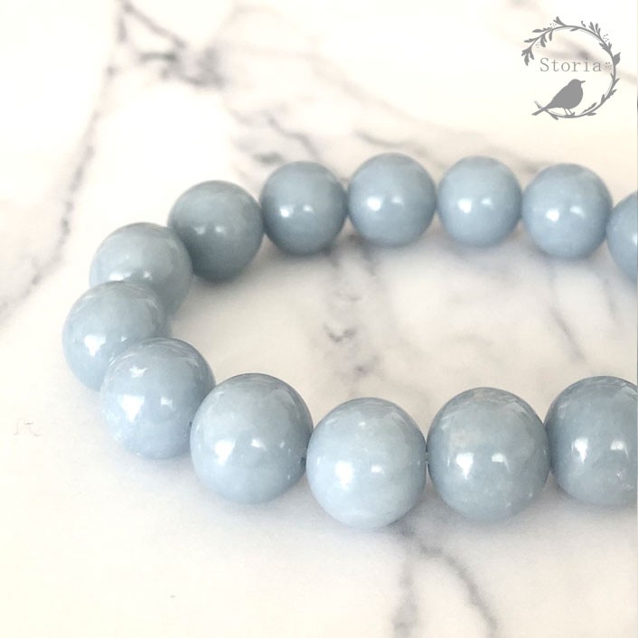 【優美な愛の認識】ペルー産エンジェライト 12mm珠ブレスレット