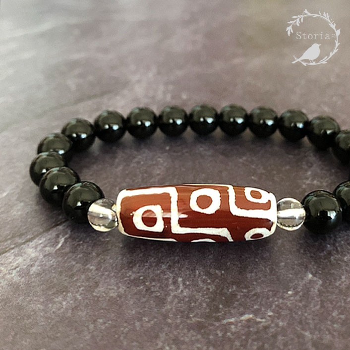 【宿願成就】九眼天珠×水晶×オニキス ブレスレット