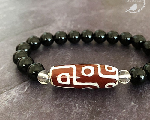 宿願成就】九眼天珠×水晶×オニキス ブレスレット ブレスレット