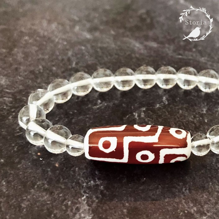 【浄化の象徴】九眼天珠×天然本水晶 ブレスレット