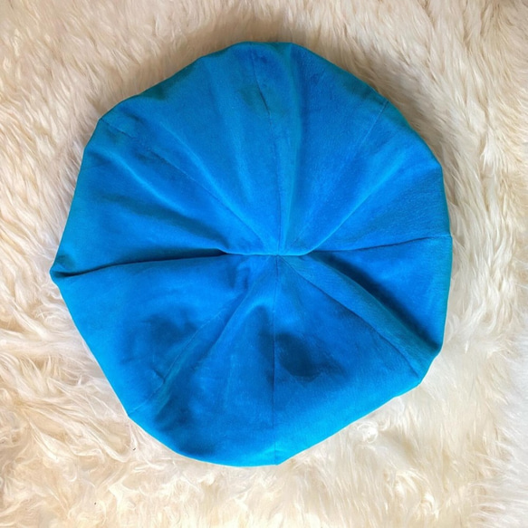 【SALE】ベレー帽　ベルベット生地/ブルー 5枚目の画像