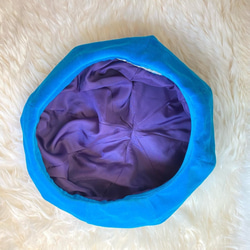 【SALE】ベレー帽　ベルベット生地/ブルー 6枚目の画像