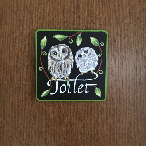 フクロウのトイレプレート(受注制作)✨チョークアート・原画 表札