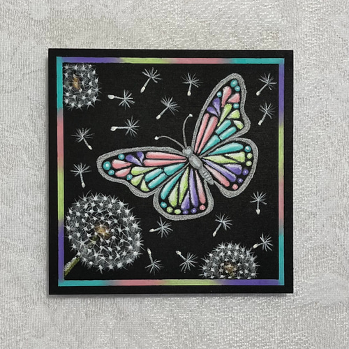 蝶とたんぽぽ✨チョークアート・原画 絵画 にじいろ 通販 蝶とたんぽぽ✨チョークアート・原画 絵画 にじいろ 通販