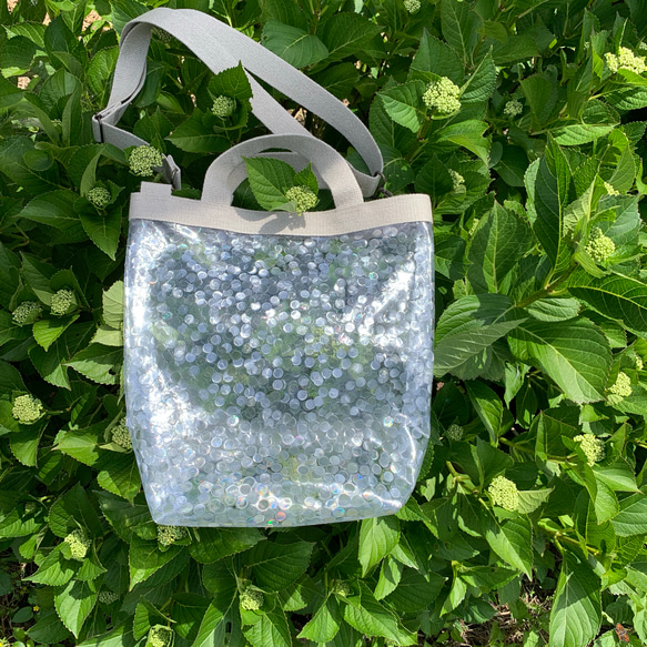 A4サイズ対応 紬 蘭のお花 リメイク リネンコードハンドルバッグ A4