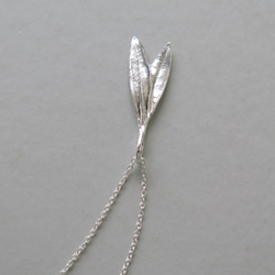 [純銀] 小さなオリーブリーフペンダント(ダブルリーフ), シルバーチェーン 40/45cm＋5cm, 一点物 8枚目の画像