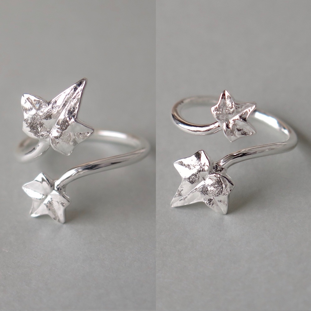 PureSilver 約12.5 -14号 アイビーリーフリング (少しアジャスタブル)