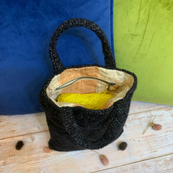 #knitting bag 手工棒針編織手提袋。貓咪手提袋。顏色~黑/橘/白。包包微微帶金蔥。 第3張的照片