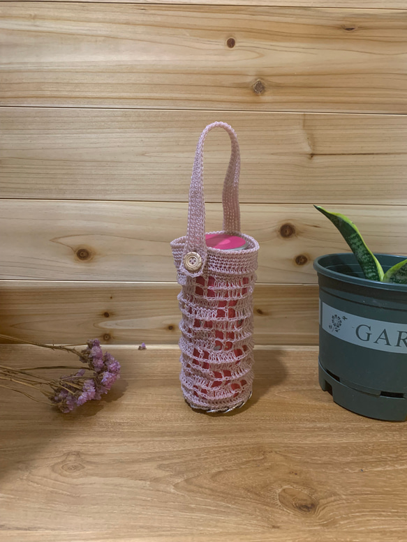 手編みのかぎ針編みの防疫ウォーターカップバッグ。ビールプル環境魔法瓶バッグ/ドリンクカップバッグ 6枚目の画像