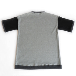 バイカラー段違いリブコットンTシャツ：半袖] /// ブラック × グレー 6枚目の画像