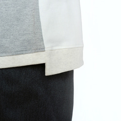 バイカラー段違いリブコットンTシャツ：半袖] /// グレー × オフホワイト 9枚目の画像