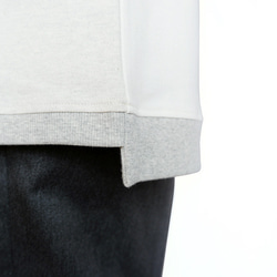 バイカラー段違いリブコットンTシャツ：半袖] /// オートミール × オフホワイト 7枚目の画像