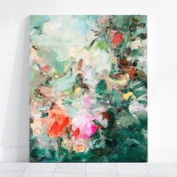 【送料無料】美しい庭　抽象画　油絵 1枚目の画像