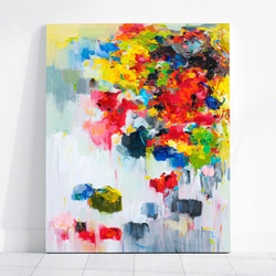 【送料無料】壁に色の花　抽象画　油絵 1枚目の画像