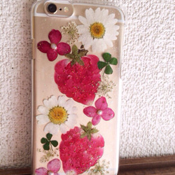 2⑥大きな苺の押し花iPhone6ケース 5枚目の画像