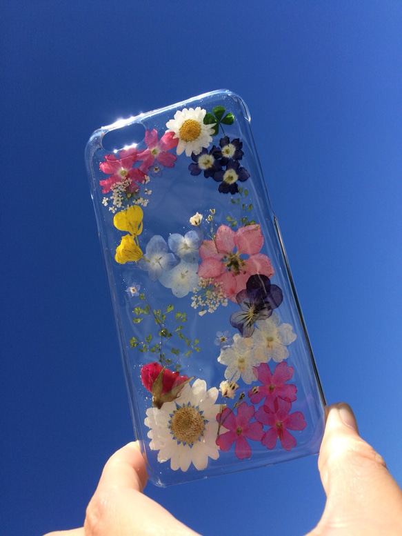 秋晴れ☀️ガーデン押し花iPhoneケース 5枚目の画像