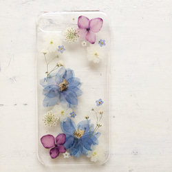 パープル紫陽花とデルフィニウム押し花iPhoneケース 5枚目の画像