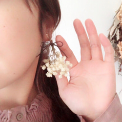 アンティークプリザのかすみ草swag  earring or  pierce 5枚目の画像