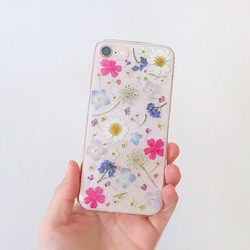 小花と春色flower 押し花iPhoneケース 3枚目の画像