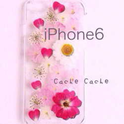 ⑥押し花ローズのiPhone6ケース 1枚目の画像