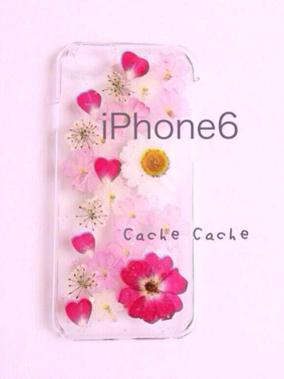 ⑥押し花ローズのiPhone6ケース 1枚目の画像