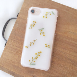 mini mimosaの押し花iPhoneケース 1枚目の画像
