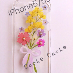 3⑤トールペイントと押し花ブーケのiPhone5/5sケース 1枚目の画像