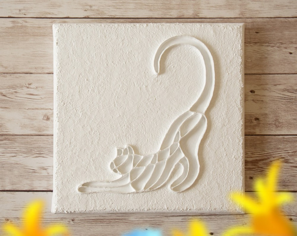 [送料無料]「ひだまりで、のびる猫。」＊Canvas sculpture＊ 1枚目の画像