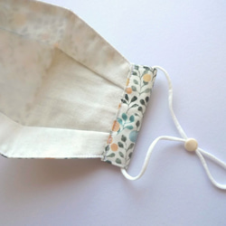折り上げ立体布マスク　プリント綿丸い花柄　送料無料 3枚目の画像