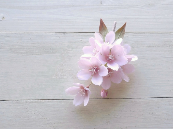 【受注作製】布の花　桜のコサージュ  2021 5枚目の画像