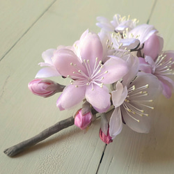 布の花　桜　ソメイヨシノのコサージュ 4枚目の画像